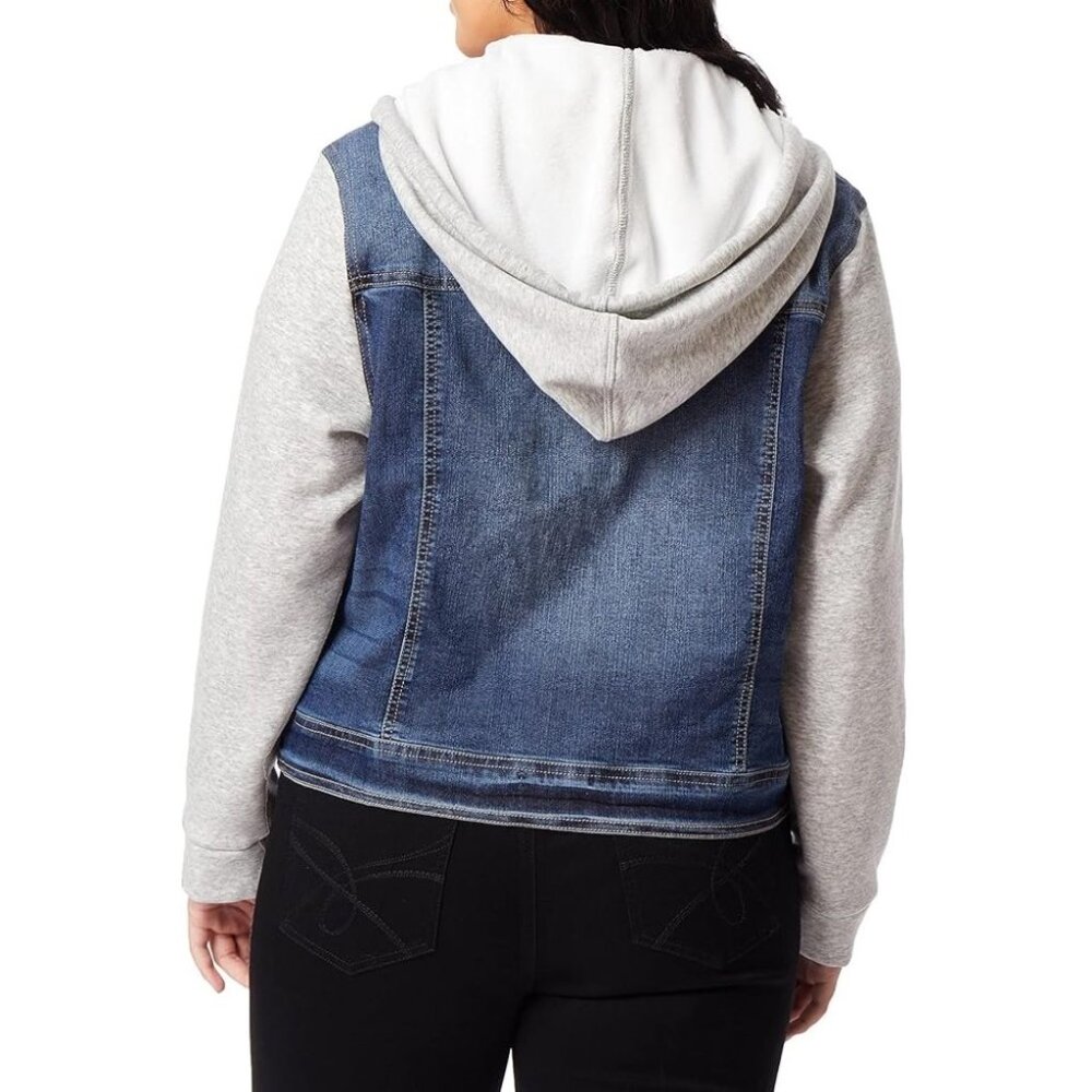 Wallflower Dreamer Tessa Denim Hoodie Trucker Jacket Blue Grey Size XS - Picture 2 of 10